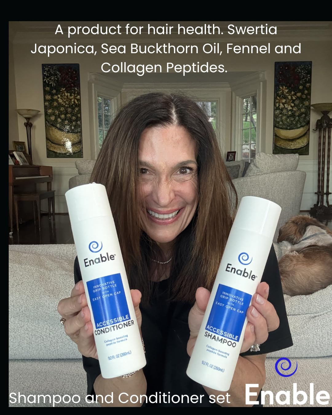 Enable Shampoo & Conditioner Bundle - Hair Growth Support, Sulfate-Free for All Hair Types, Accessible Bottles with Citrus Scent, Swertia Japonica Beauty & Personal Care Enable