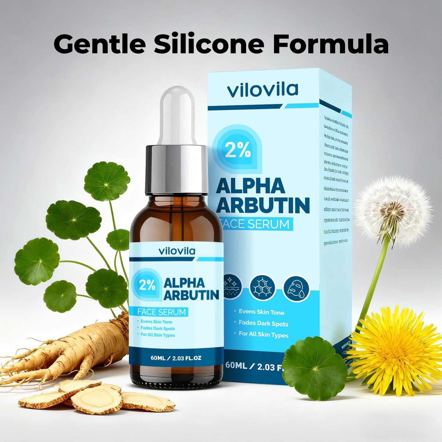 ViloVila 2% Alpha Arbutin Face Serum (2 Fl oz), Alpha Arbutin 2% + HA for Men and Women, Face Serum with Niacinamide & Tranexamic Acid, Hydrating Beauty & Personal Care ViloVila