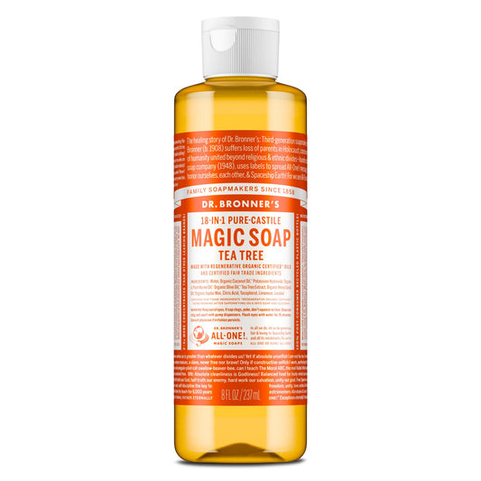 Dr. Bronner's Pure-Castile Magic Soap Liquid (Tea Tree, 8 Ounce) - Made with Regenerative Organic Oils, 18-in-1 Uses for Face, Hair, Laundry, Dishes Beauty & Personal Care Dr. Bronner's