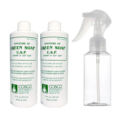 STI Tattoo Supply 2 pcs 16 oz(1 Pint) Cosco Green Soap Tattoo Stencil Wash and 8oz Diffuser Squeeze Bottle Beauty & Personal Care STI Tattoo Supply