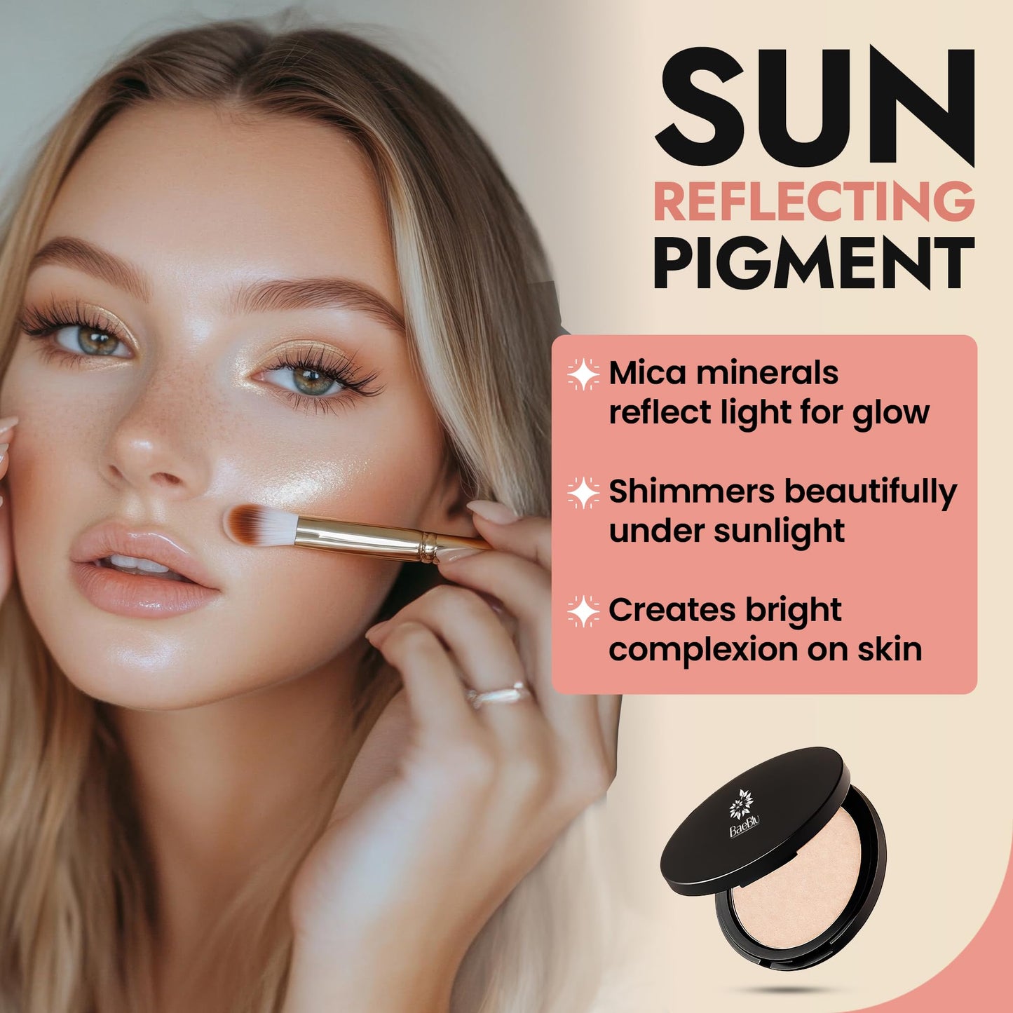 Organic Highlighter Makeup Powder, Diamond Dust - Talc-Free, Lightweight & Vegan Shimmer Highlighter for Radiance on Face, Body & Collarbone - No Beauty & Personal Care BaeBlu