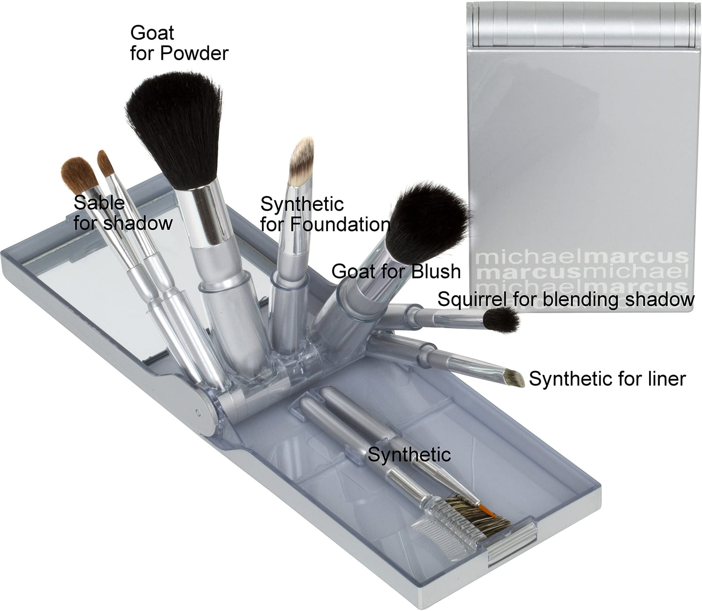 Michael Marcus 9 Piece Makeup Brush Set with Case - Portable & Professional Blending Brushes for Foundation, Powder, Eyeshadow, Eye Contour, Blush Beauty & Personal Care michael marcus