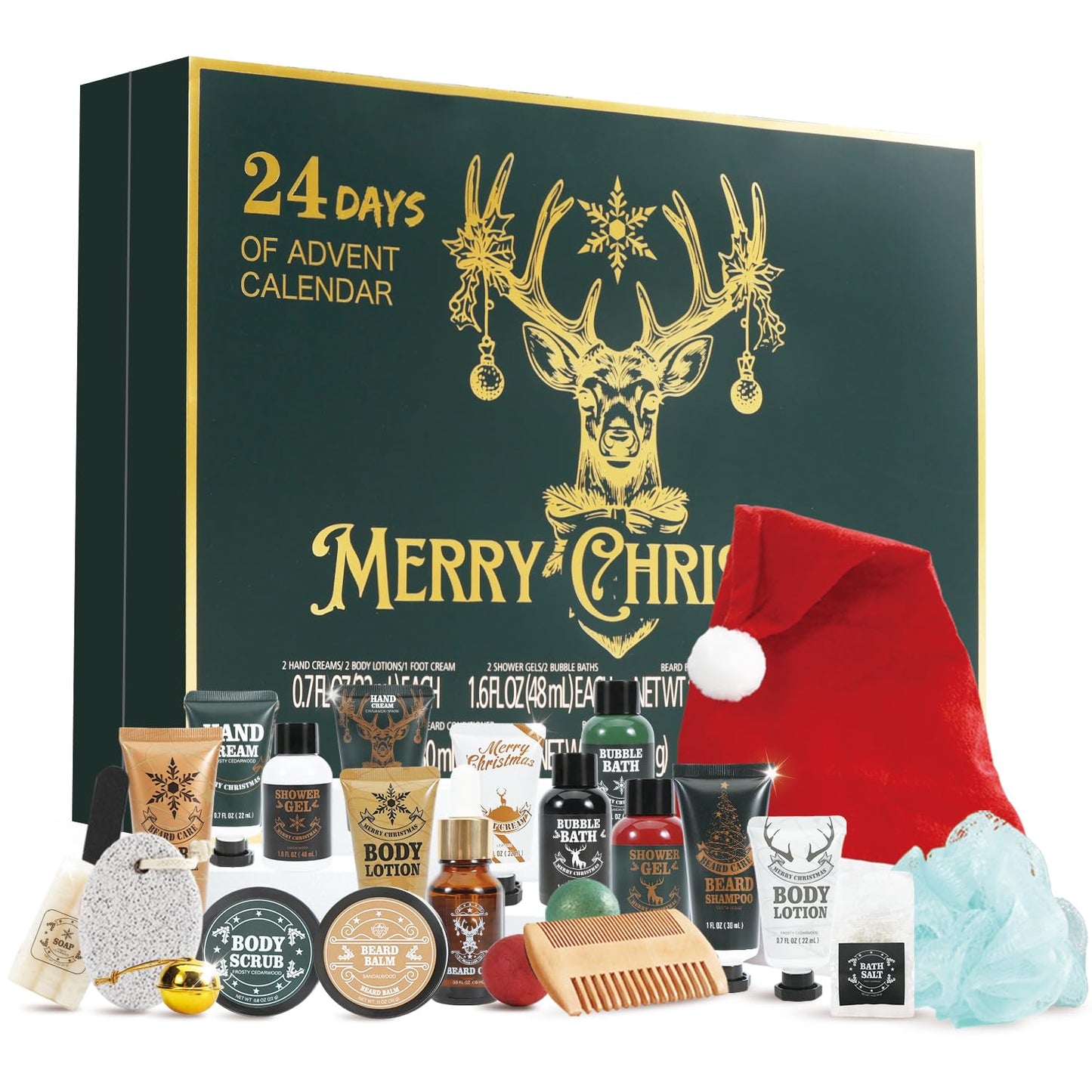 Advent Calendar 2025 Mens, 24PCS Beard Care Grooming Set 24-Day Mens Advent Skincare Calendar for Adults 2025 Countdown Calendar Perfect Christmas Beauty and Personal Care BODY & EARTH