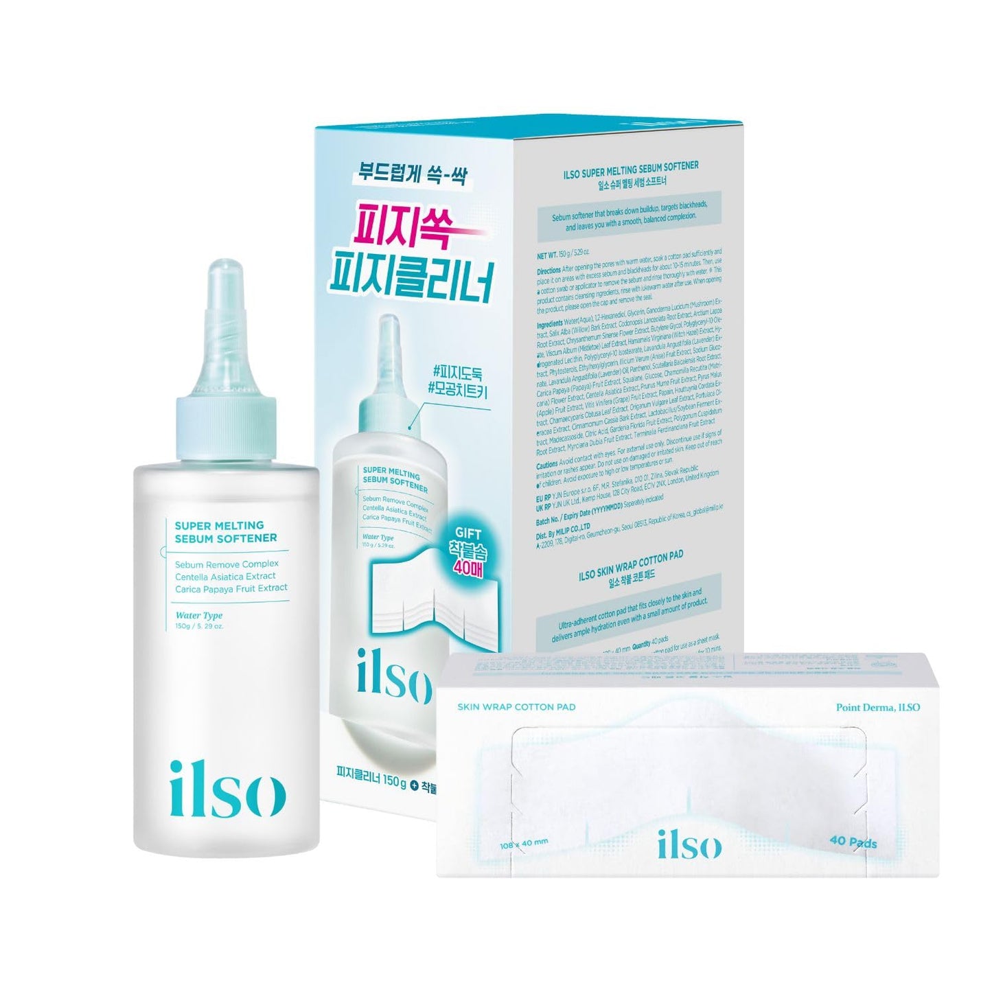 ilso Super Melting Sebum Softener, 5.29 fl oz, with 40 Skin Wrap Cotton Pads included, Pore Cleansing Solution, Blackhead Softener, Melts Away Beauty and Personal Care ilso