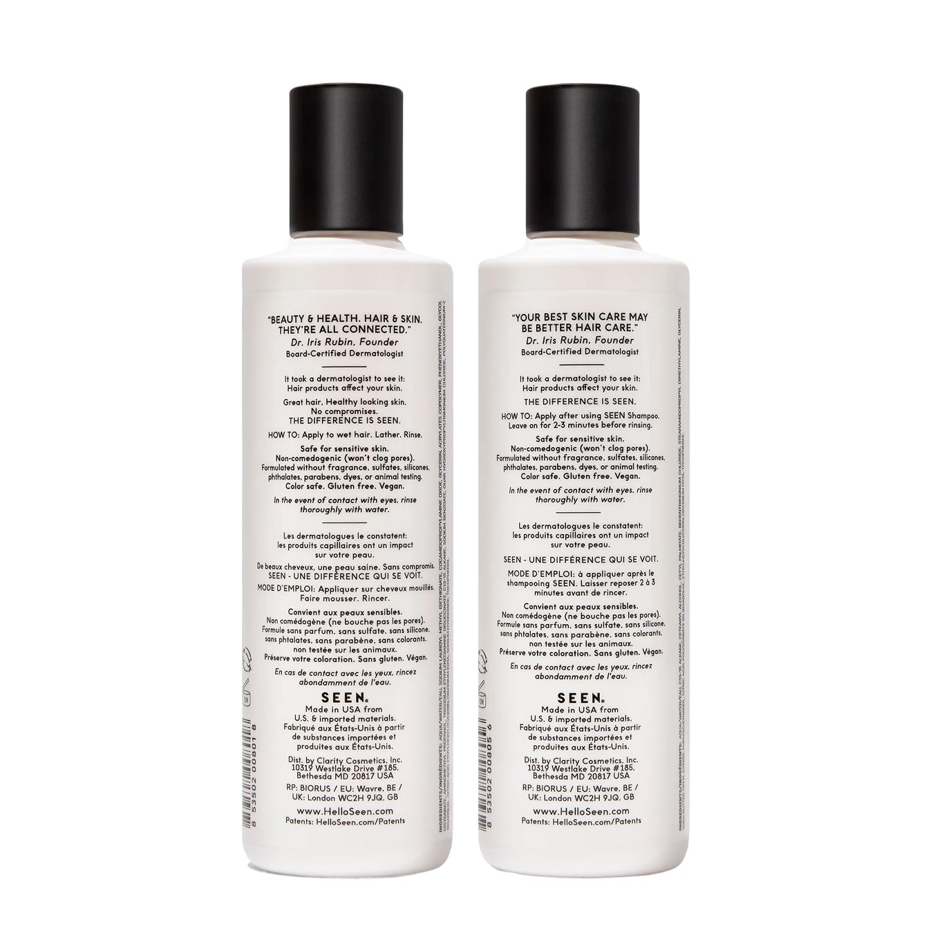 SEEN Shampoo & Conditioner Bundle, Fragrance-Free - Non-Comedogenic Hair Care Set, Dermatologist-Developed, Safe for Sensitive, Eczema & Acne-Prone Beauty & Personal Care SEEN