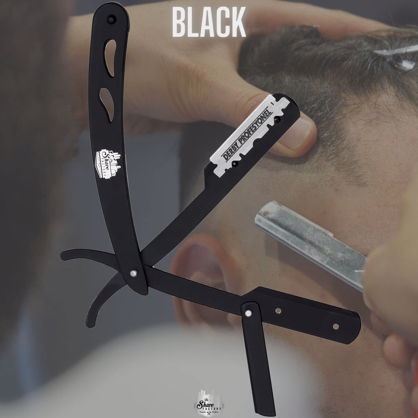 the shave factory Straight Edge Razor Kit - with Single Stainless Steel razors for men from (Black / 300 Derby Blades) Beauty and Personal Care the shave factory