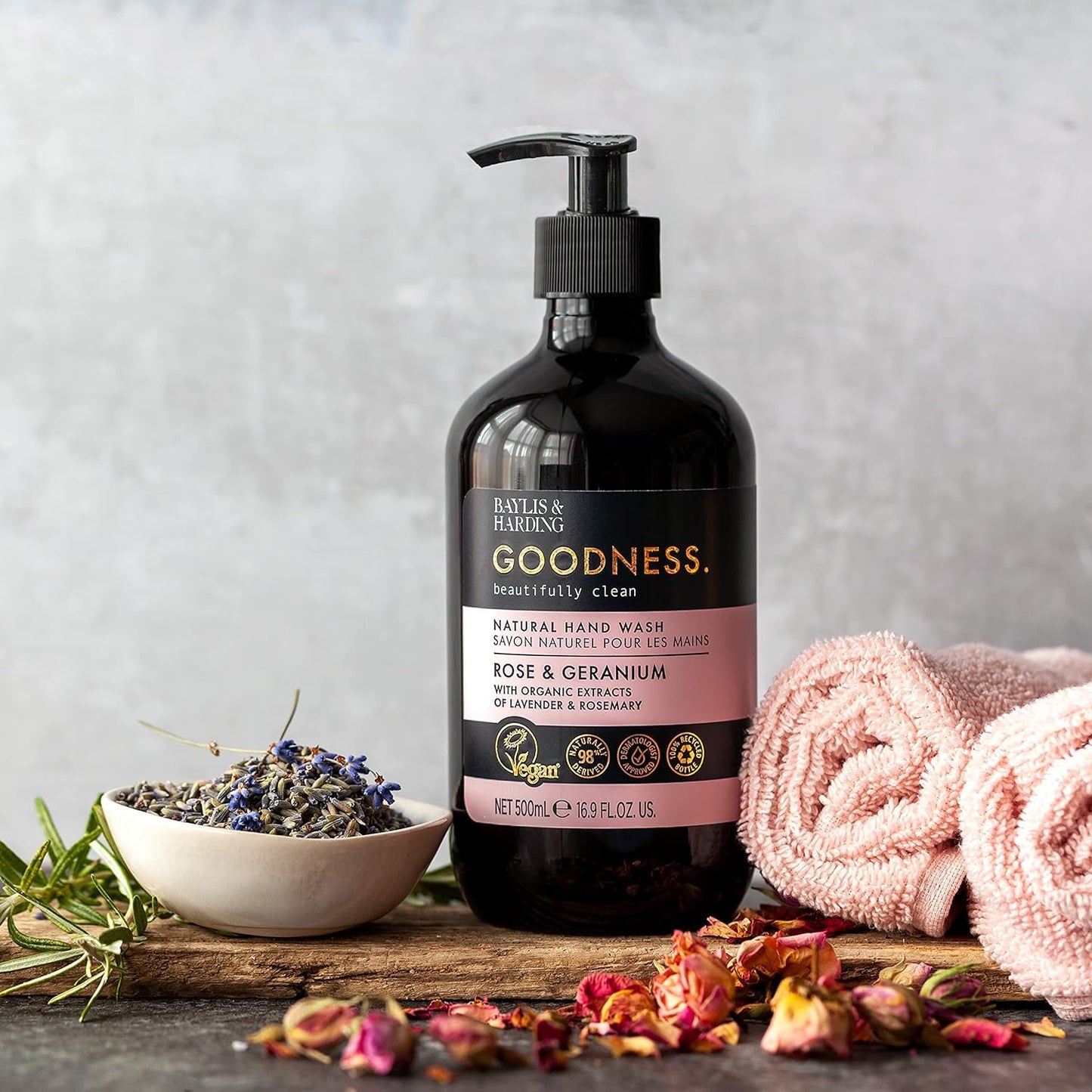 Baylis & Harding Liquid Hand Soap Wash with Dispenser, Goodness, Rose & Geranium, 16.9oz/500ml Beauty & Personal Care Baylis & Harding