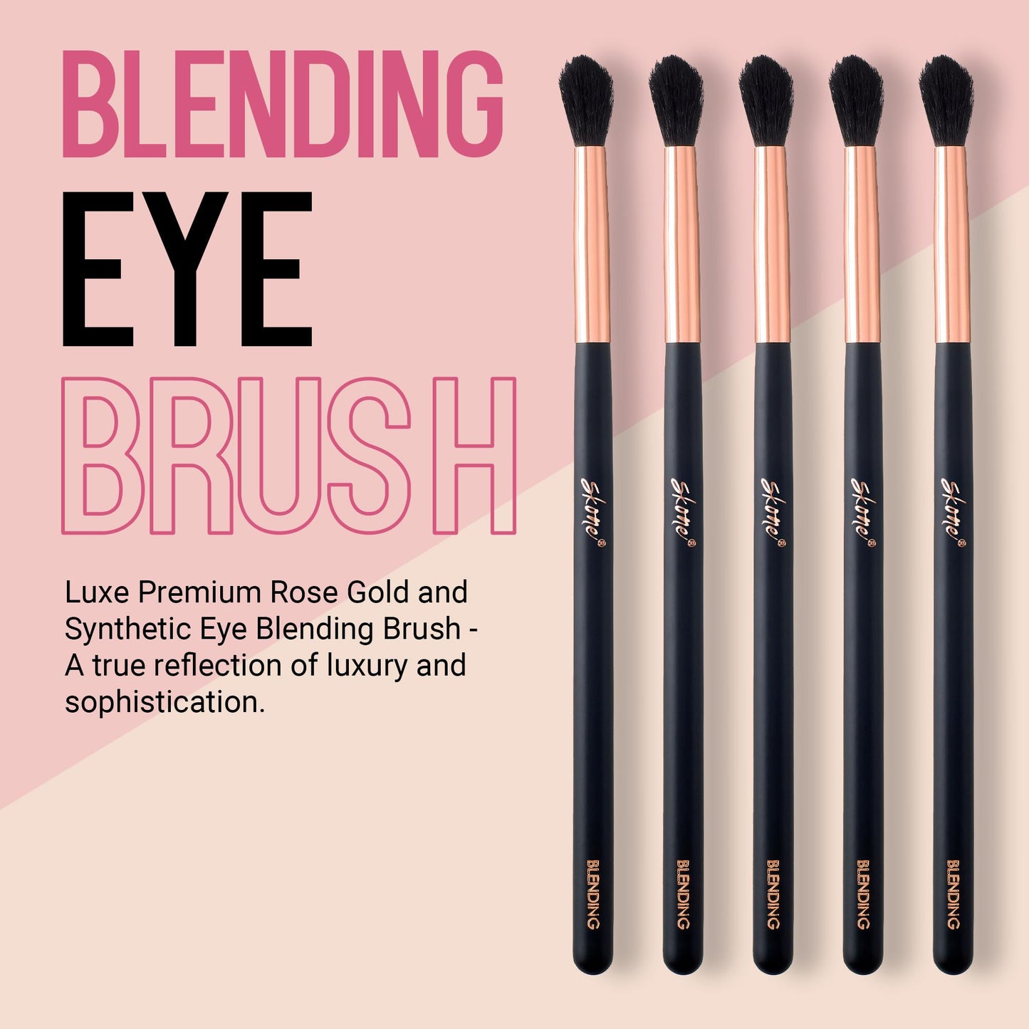 Skone Cosmetics Blending Eye Brush - Luxe Premium Rose Gold and Synthetic Eye Blending Brush - Professional Grade Nylon Blending Brush Used To Blend Beauty & Personal Care Skone