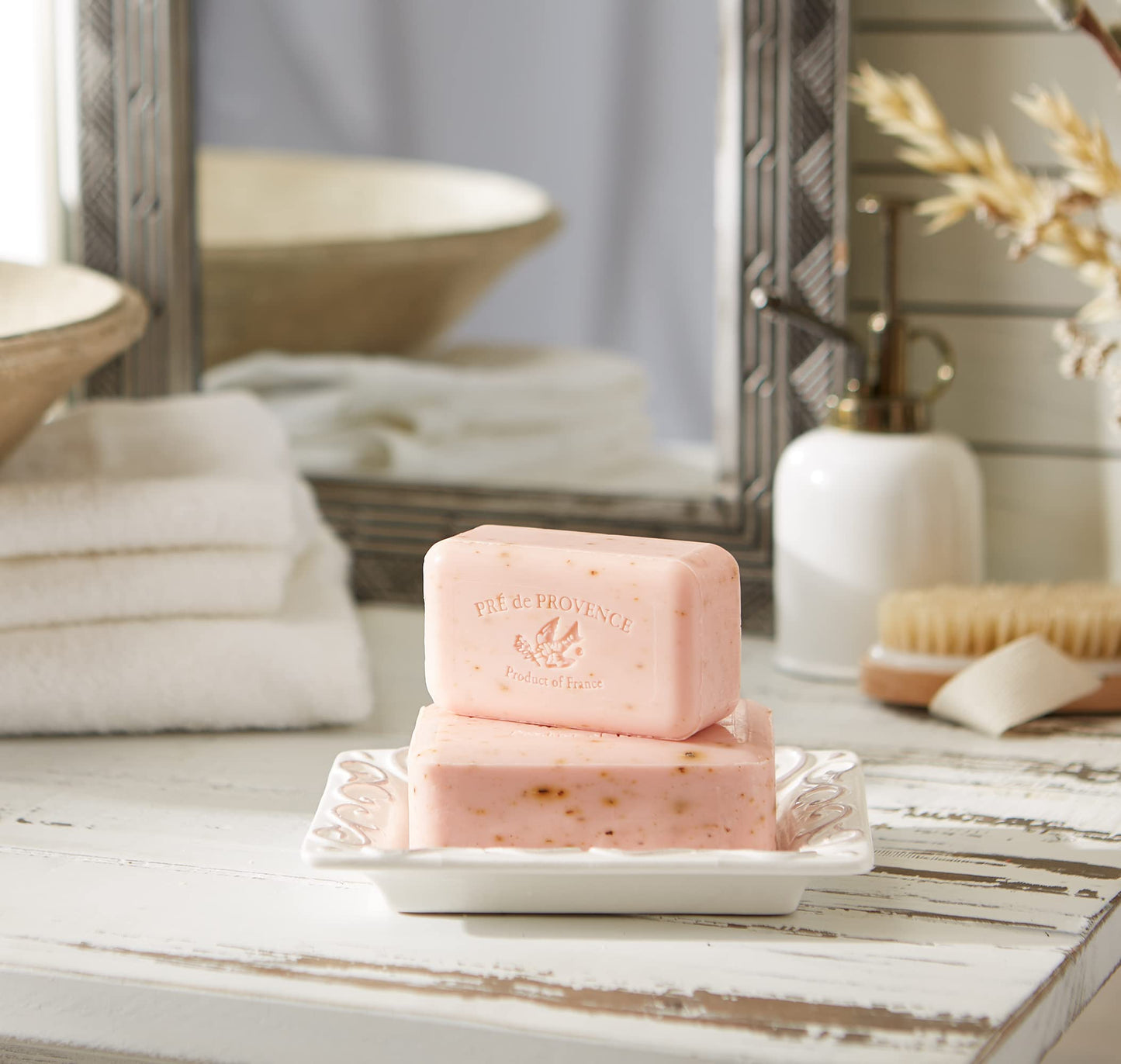 Pre de Provence Artisanal French Moisturizing Soap Bar, Shea Butter Enriched, Quad Milled for Long Lasting Rich Smooth Lather, 5.3 Ounce, Rose Petal Beauty & Personal Care Pre de Provence