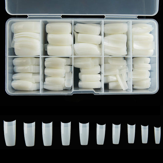 French Acrylic False Nail Tips, 500PCS Fake Nail Shape Artificial False Nails Tips 10 Sizes with Case for Nail Art Salons (Natural) Beauty & Personal Care RayanWay