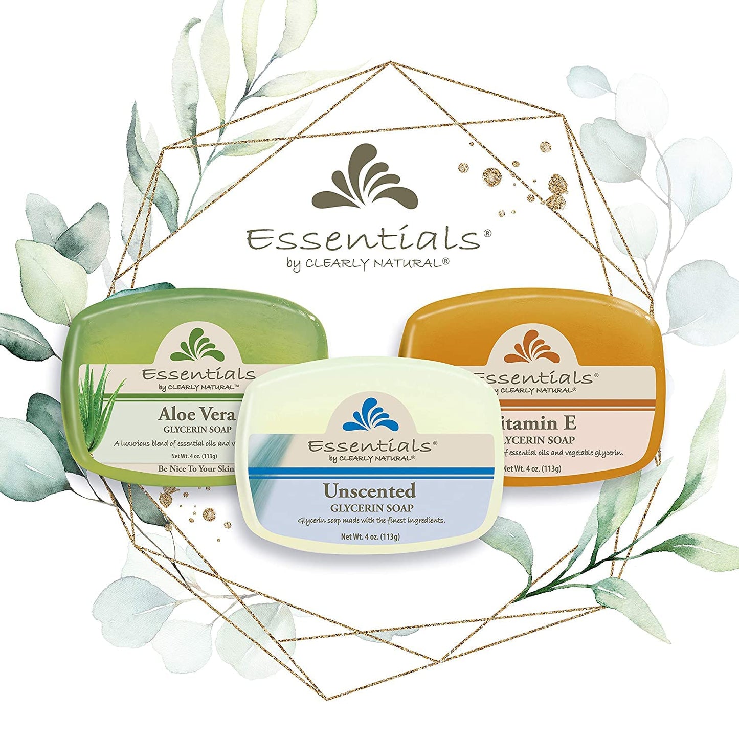 Clearly Natural Essentials Glycerin Bar Soap, Unscented, 4 Ounce, Pack of 12 (Packaging May Vary) Beauty & Personal Care Clearly Natural
