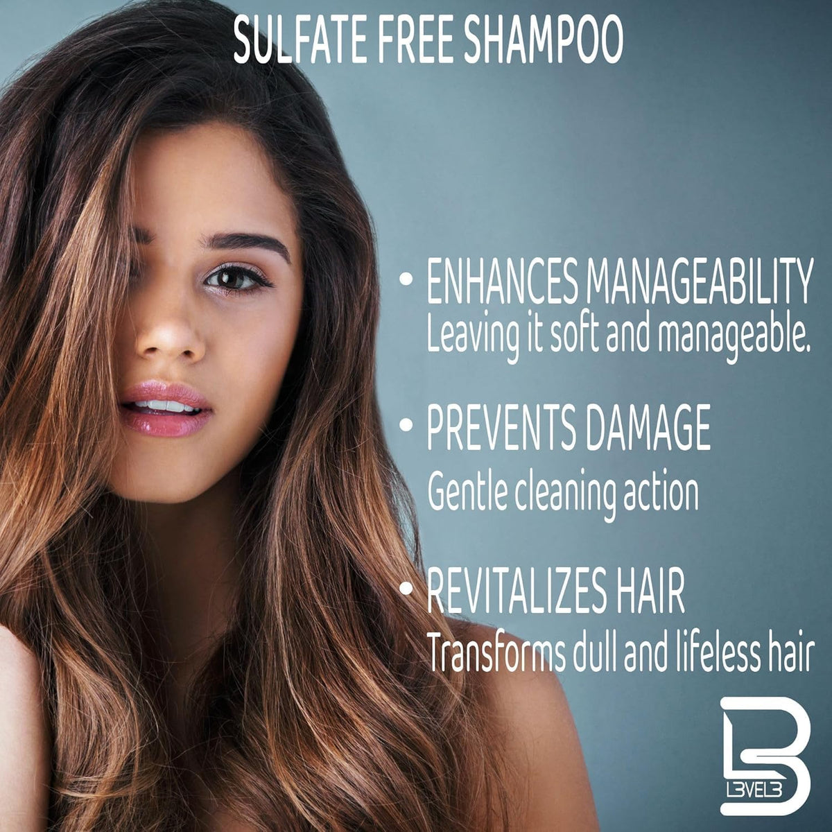 L3 Level 3 Sulfate-Free Hair Shampoo, Anti Frizz, 16.9 oz