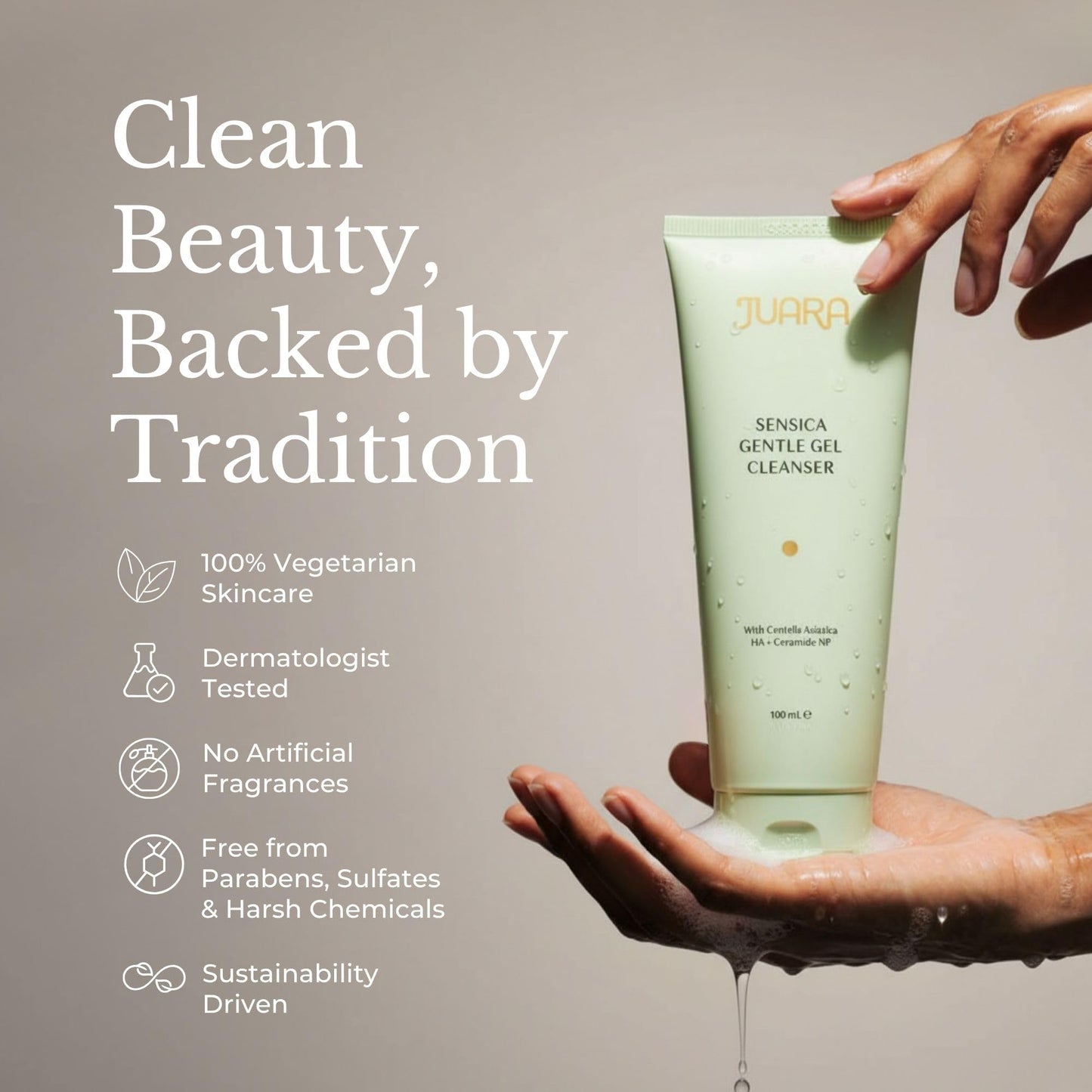 JUARA Sensica Gentle Gel Cleanser - Sulfate Free Face Wash for Sensitive Skin with Plant Extracts & MultiEx BSASM - Natural Daily Facial Cleanser, 3.3 Beauty & Personal Care Juara