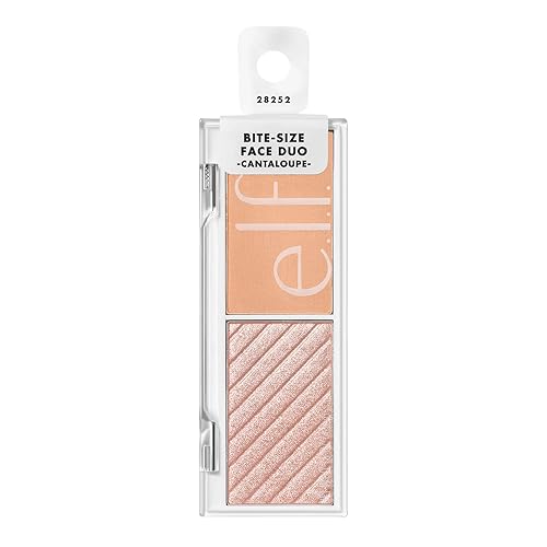 e.l.f. Cosmetics Bite-Size Face Duo, Highlighter, Bronzer & Blush Palette, Highly Pigmented, White Peach, 0.049 Oz (1.4g), 0.049 ounces Beauty & Personal Care e.l.f.