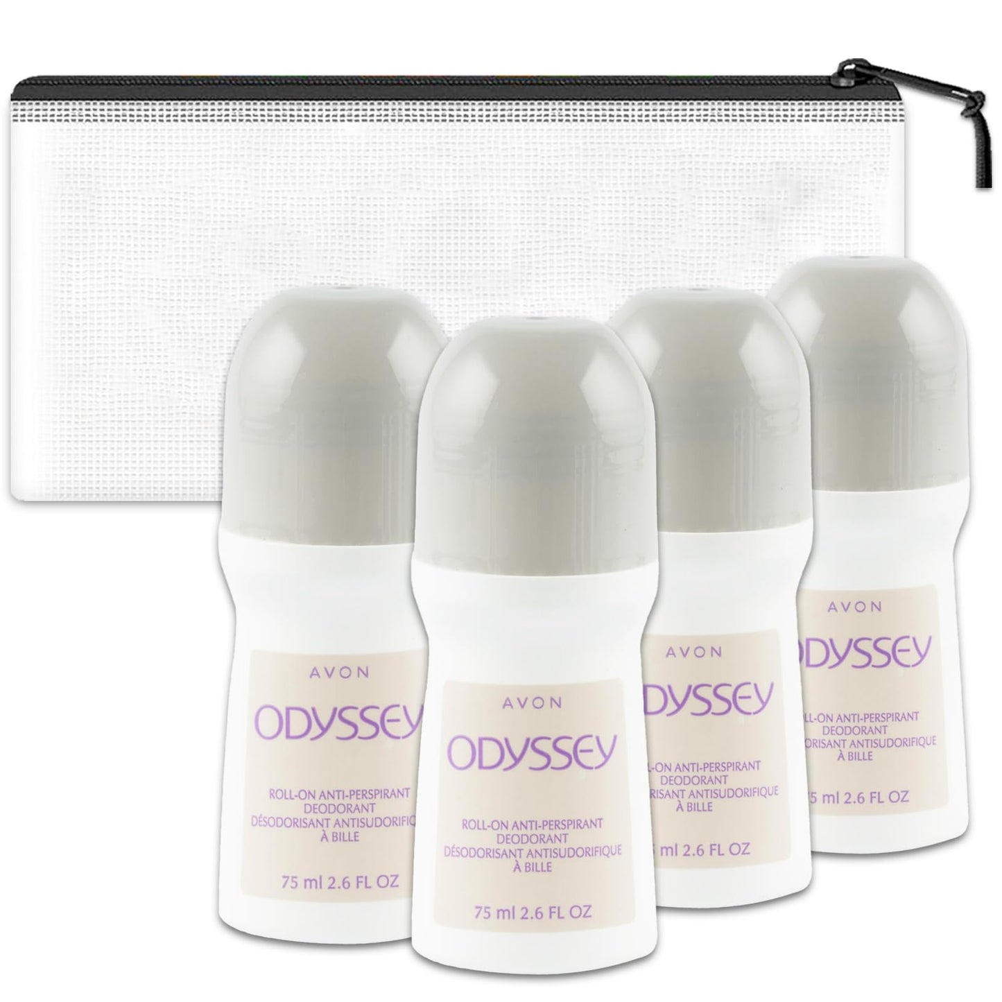 Graydon Hall Avon Odyssey Deodorant - 4 Pack of Odyssey Anti-Perspirant Deodorant 2.6 Oz, Bundle with Travel Case - Travel Size Deodorant for Women Beauty and Personal Care Graydon Hall