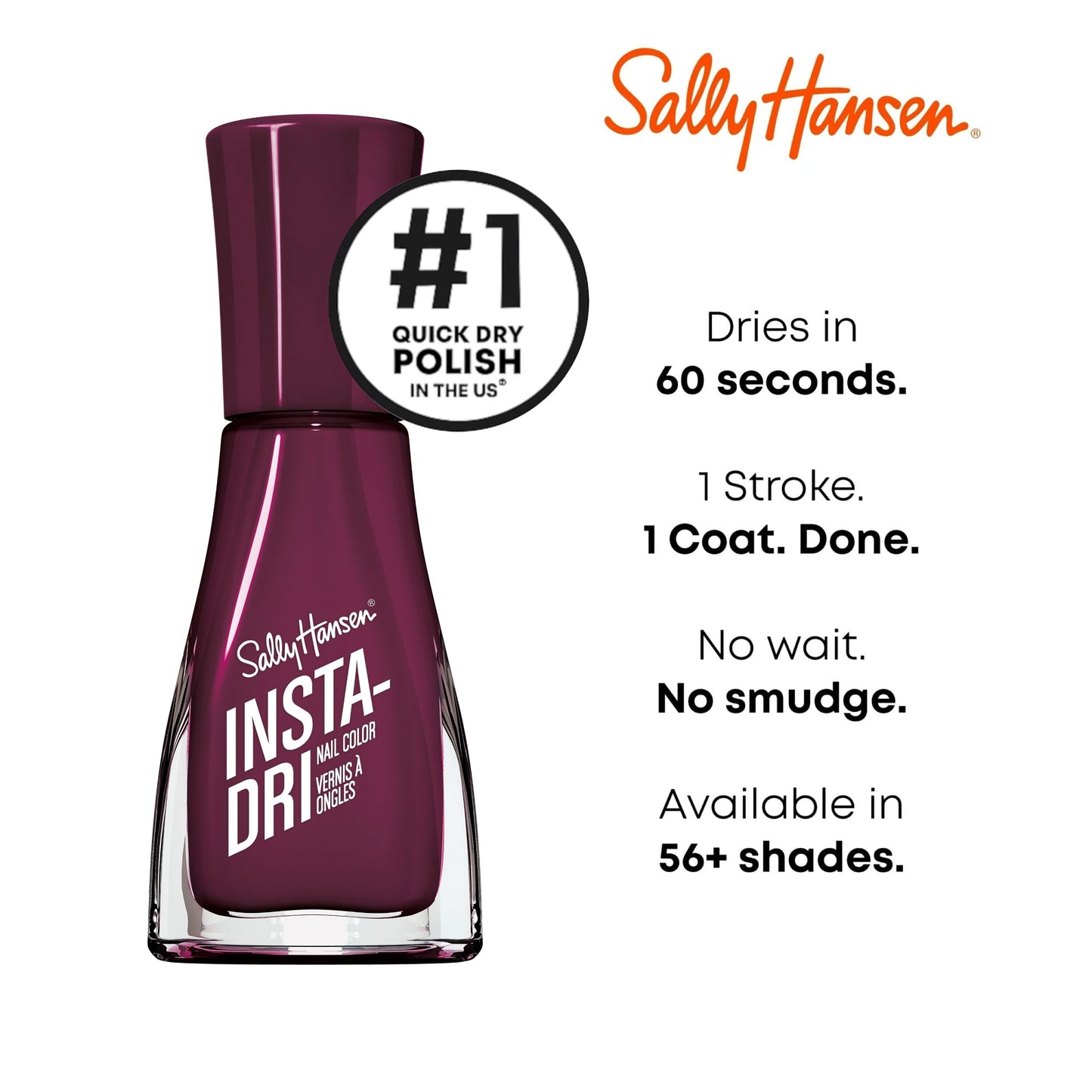 Sally Hansen Insta-Dri Nail Polish | Quick Dry, Long Lasting, Streak-Free Shine | Opaque, Glossy | 428 Zip Wine | Deep Wine Red Nail Color Beauty & Personal Care Sally Hansen