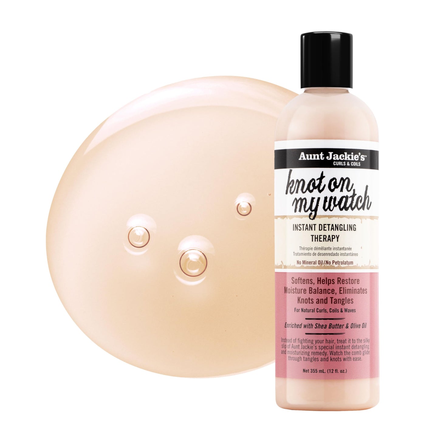Aunt Jackie's Curls and Coils Knot On My Watch Instant Hair Detangling Therapy for Natural Curls, Coils and Waves, Enriched with Shea Butter, 12 oz Beauty & Personal Care Aunt Jackie's