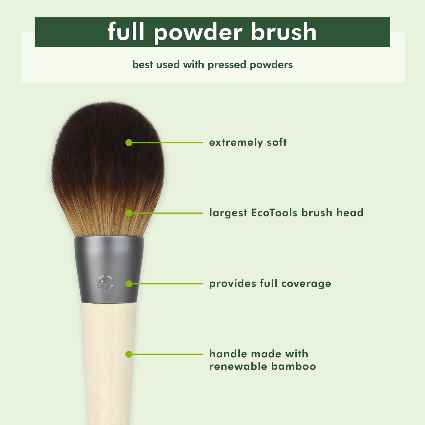 EcoTools Full Powder Brush, Fluffy Makeup Brush For Loose & Pressed Powder, Best For Setting Makeup, Large Brush Head With Soft, Synthetic Bristles Beauty & Personal Care EcoTools