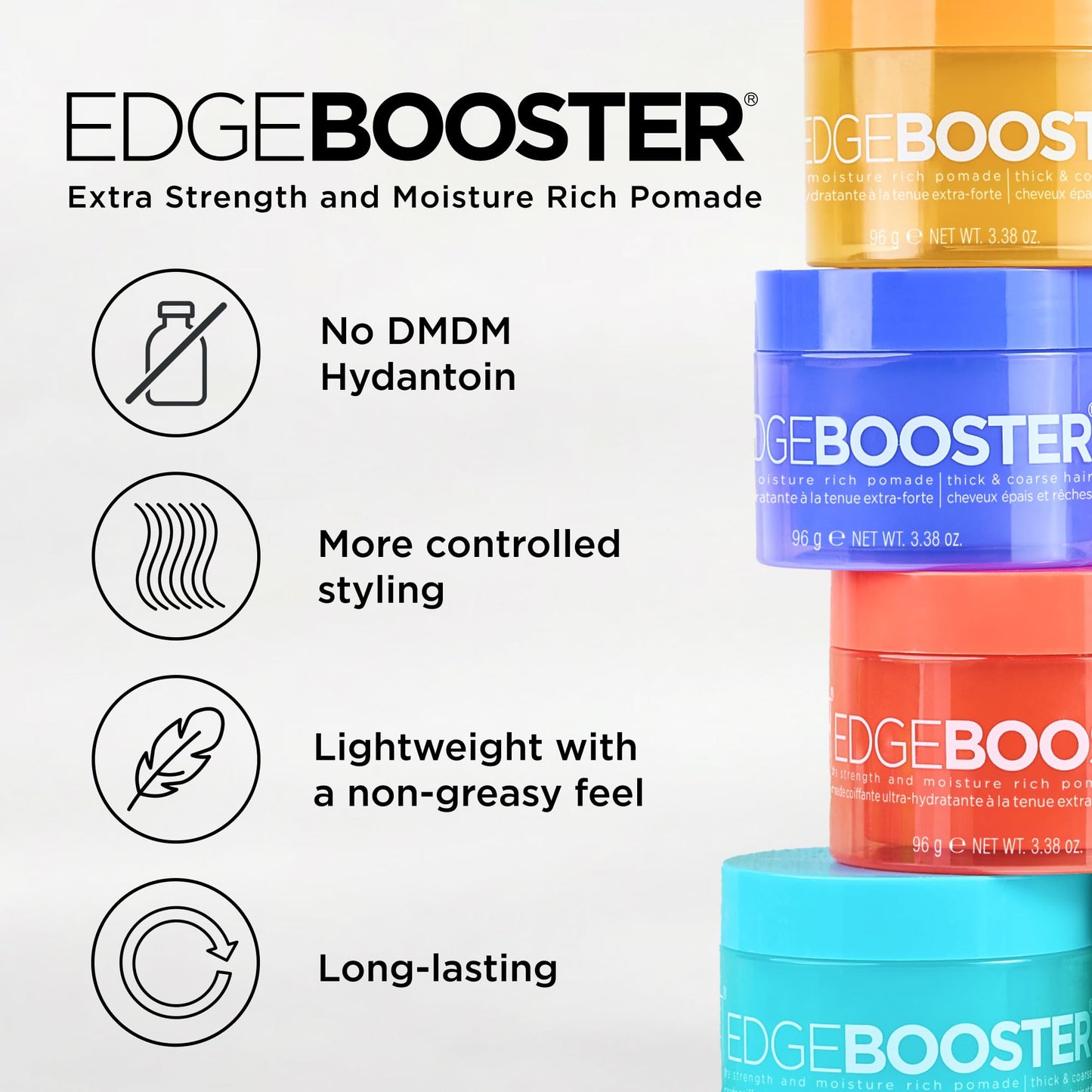 Style Factor Edge Booster Extra Strength & Moisture Rich Pomade | Strong Hold Edge Control Gel for Thick & Coarse Hair | High Shine, Non-Greasy Beauty & Personal Care Style Factor
