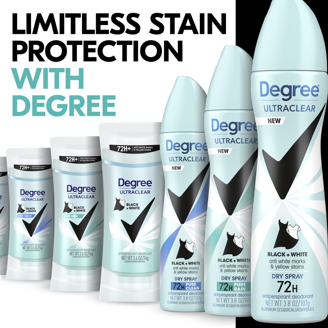 Degree Women's Black+White 4 Count Antiperspirant Balm 2.6 oz - Protects from Deodorant Stains, Fresh Scent, 48H Non-Stop Protection Beauty and Personal Care Degree