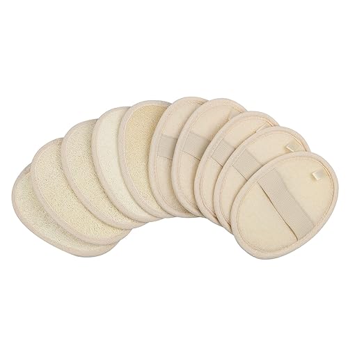 10-Pack Exfoliating Loofah Sponge Pads - Natural Luffa & Terry Cloth, Body Scrubbers for Shower & Bath Mooerca 1 Beauty & Personal Care Mooerca