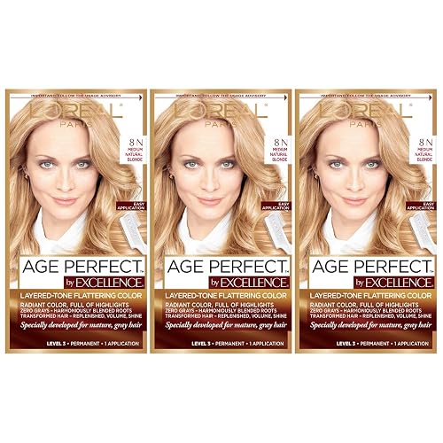 L'Oréal Paris Age Perfect Permanent Hair Color, 8N Medium Blonde (Pack of 3) Beauty & Personal Care L'Oreal Paris