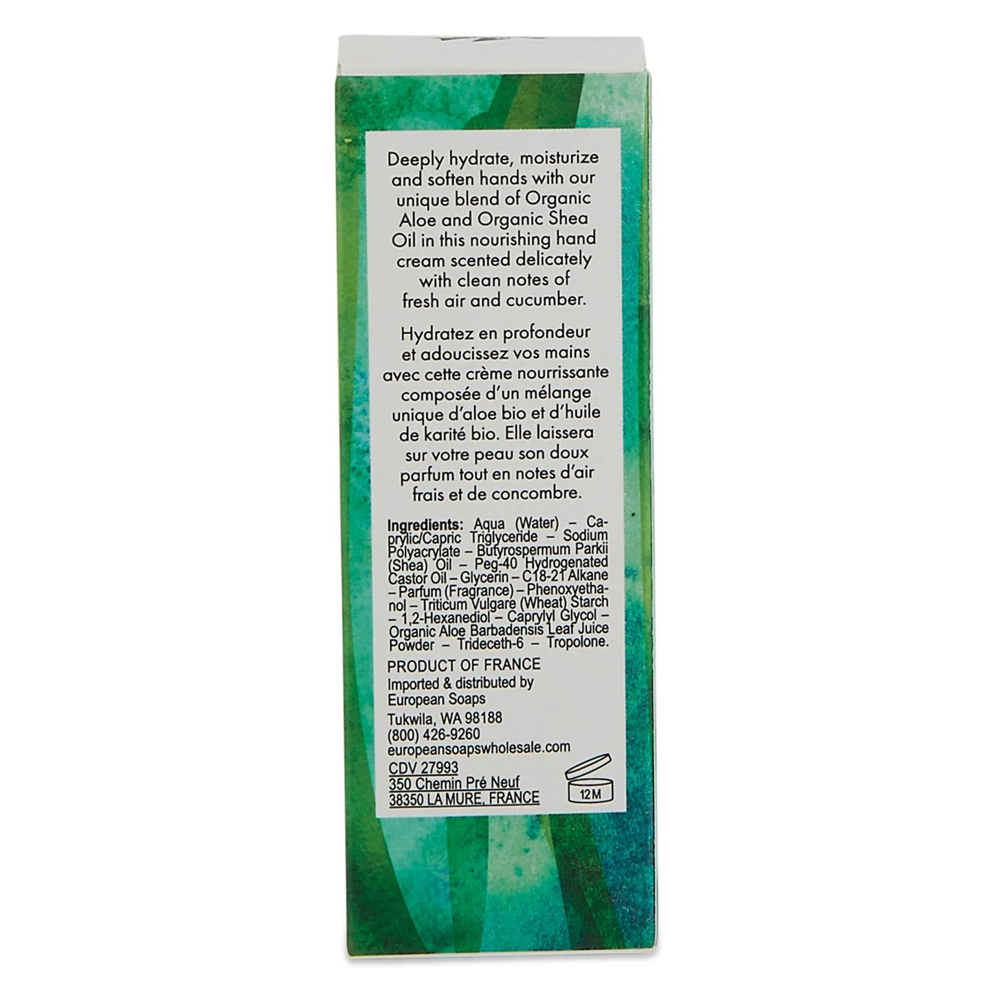 Organic Aloe Collection Hydrating Hand Cream (1.6oz), Fresh Cucumber Scent Beauty & Personal Care Pre de Provence