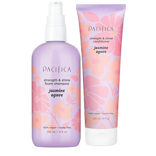 Pacifica Jasmine Agave Strengthening Shampoo & Conditioner Set - Clean Vegan Shampoo & Conditioner for Weak Or Brittle Hair (Including Color-Treated) Beauty & Personal Care Pacifica