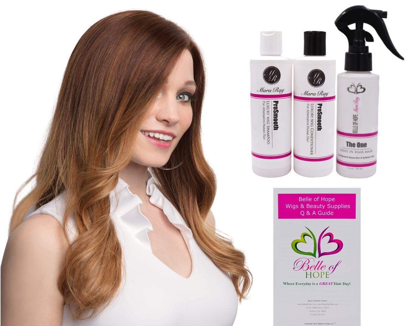 Lory Lace Front Mono Top Human Hair Wig by Fair Fashion, 5PC Bundle: Wig, 4oz Mara Ray ProSmooth Shampoo and Conditioner, The One Detangler, and 19 Beauty & Personal Care Belle of Hope Mara Ray