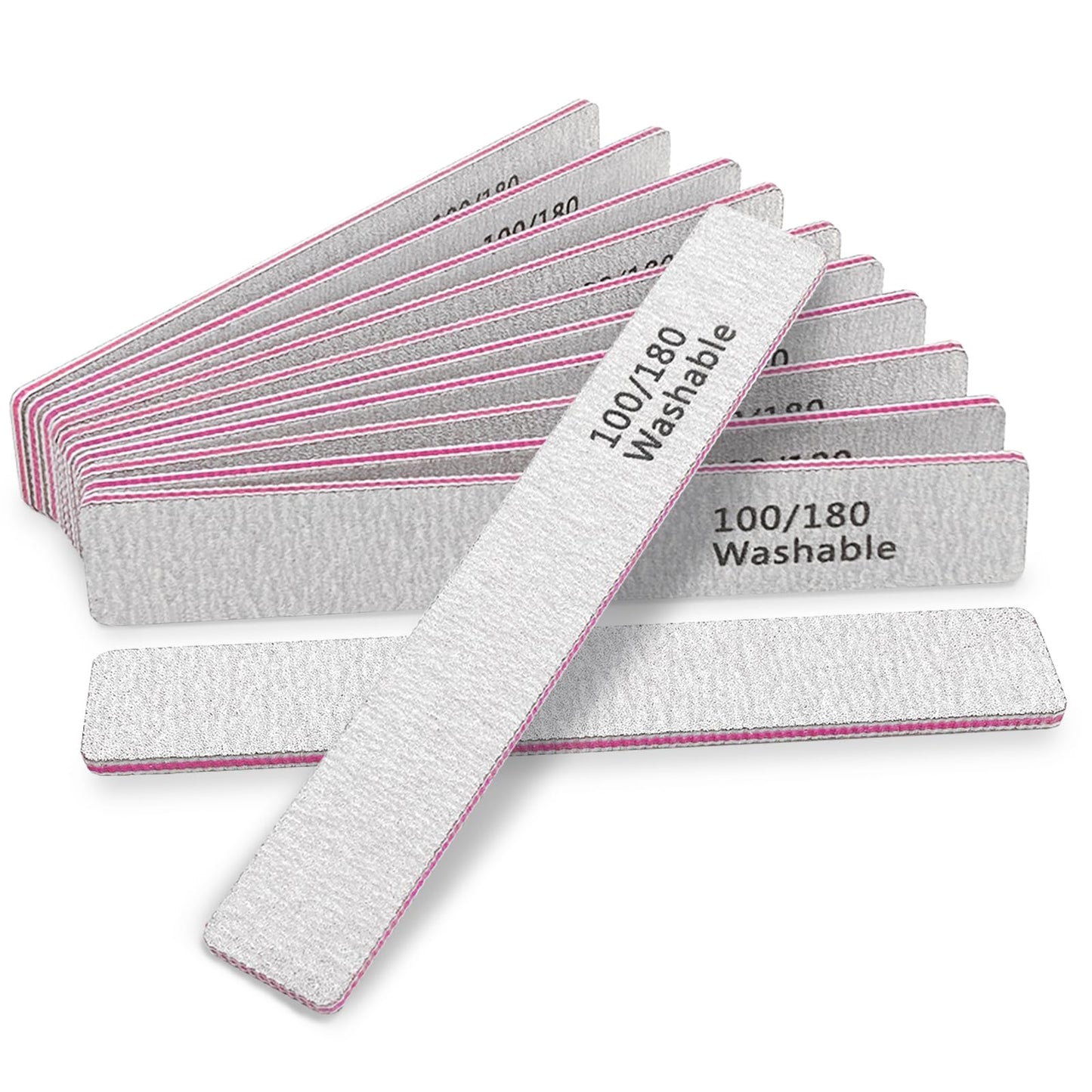 HeeYaa Nail File 12 PCS Professional Reusable 100/180 Grit Double Sides Washable Nail File Manicure Tools for Poly Nail Extension Gel and Acrylic Beauty & Personal Care HeeYaa