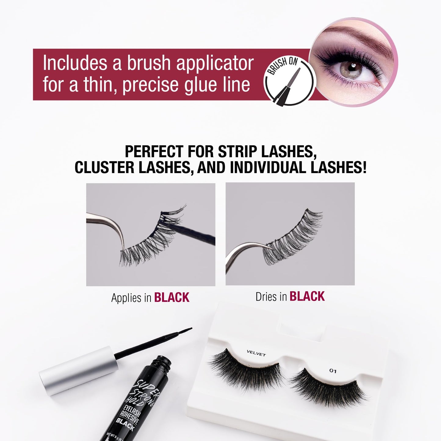 i•ENVY Super Strong Hold Eyelash Adhesive, Waterproof, 48-Hour Long-Lasting Lash Glue, Latex-Free, Hypoallergenic, Quick-Drying with Brush-On Beauty & Personal Care i•ENVY