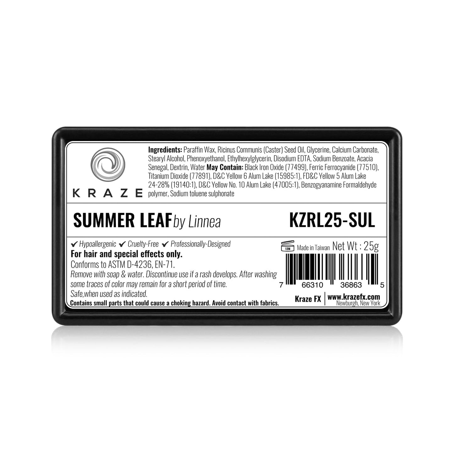 Kraze FX Dome Stroke - Summer Leaf by Linnea (25 gm), Professional 1-Stroke Split Cake, Hypoallergenic, Non-Toxic, Water Activated Face & Body Beauty & Personal Care Kraze FX