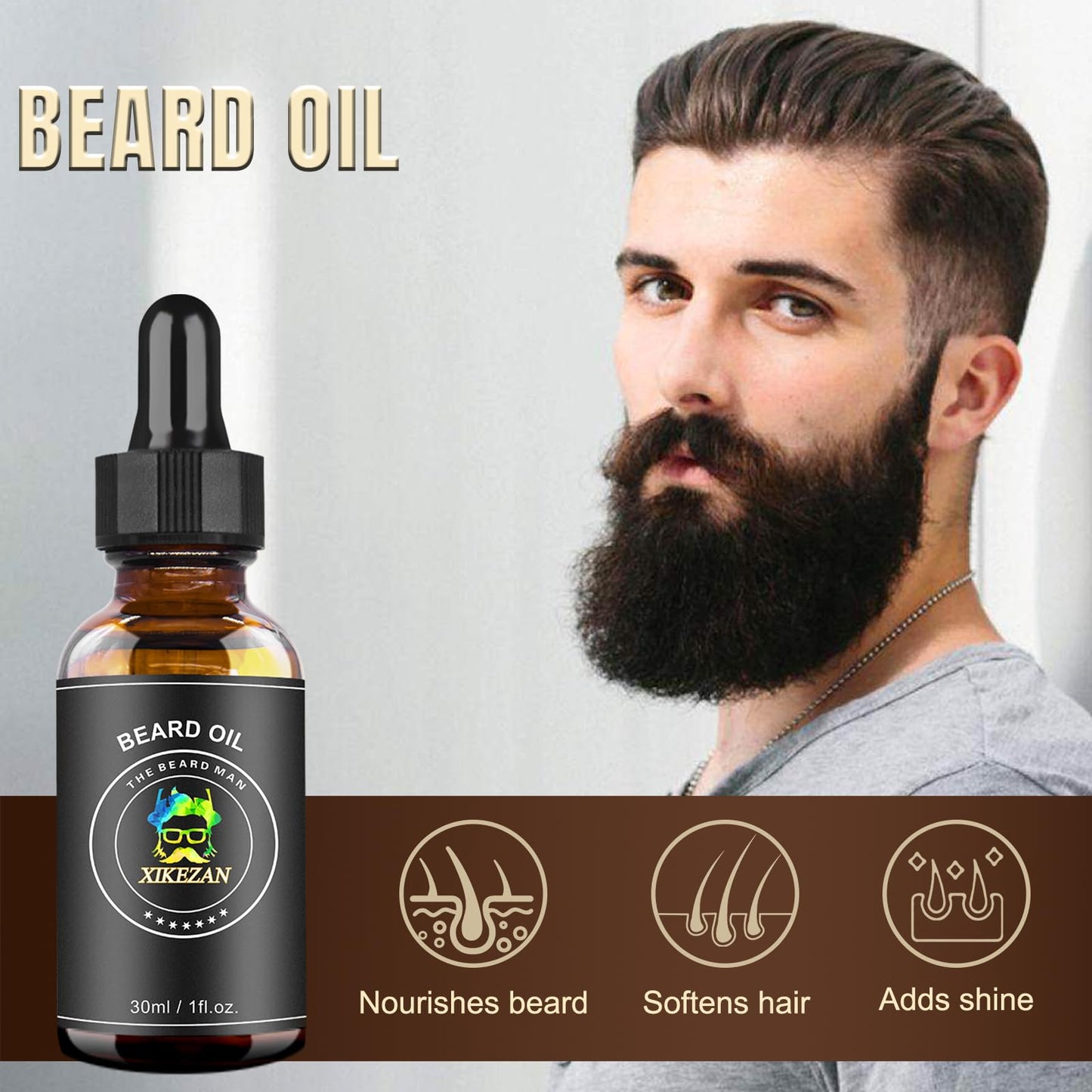 XIKEZAN Beard Kit for Men Grooming & Care Set w/2 Pack Beard Serum, Wash, Oil, Balm, Comb, Brush, Scissor, Bag, EBook, Unique Birthday Gifts for Men Beauty and Personal Care XIKEZAN