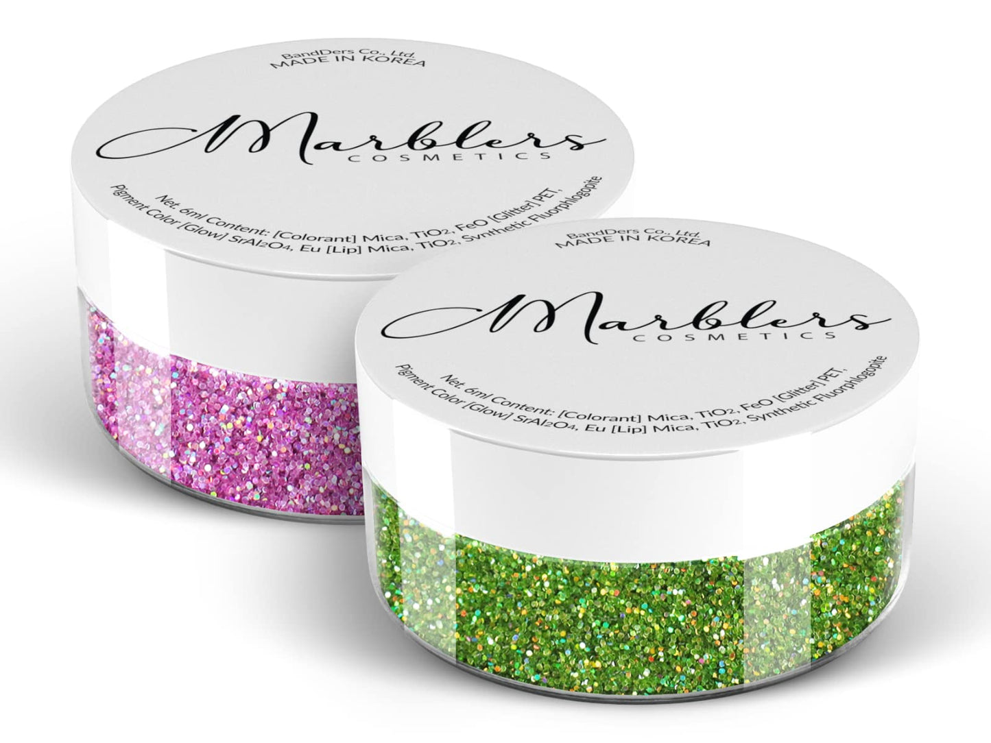 MARBLERS Twinkle Face & Body Glitter Duo [Holo Green Apple & Bubblegum] 0.36oz (10g) | Non-Toxic | Cruelty-Free | Eyeshadow, Nail Polish, Nail Art | Beauty & Personal Care MARBLERS