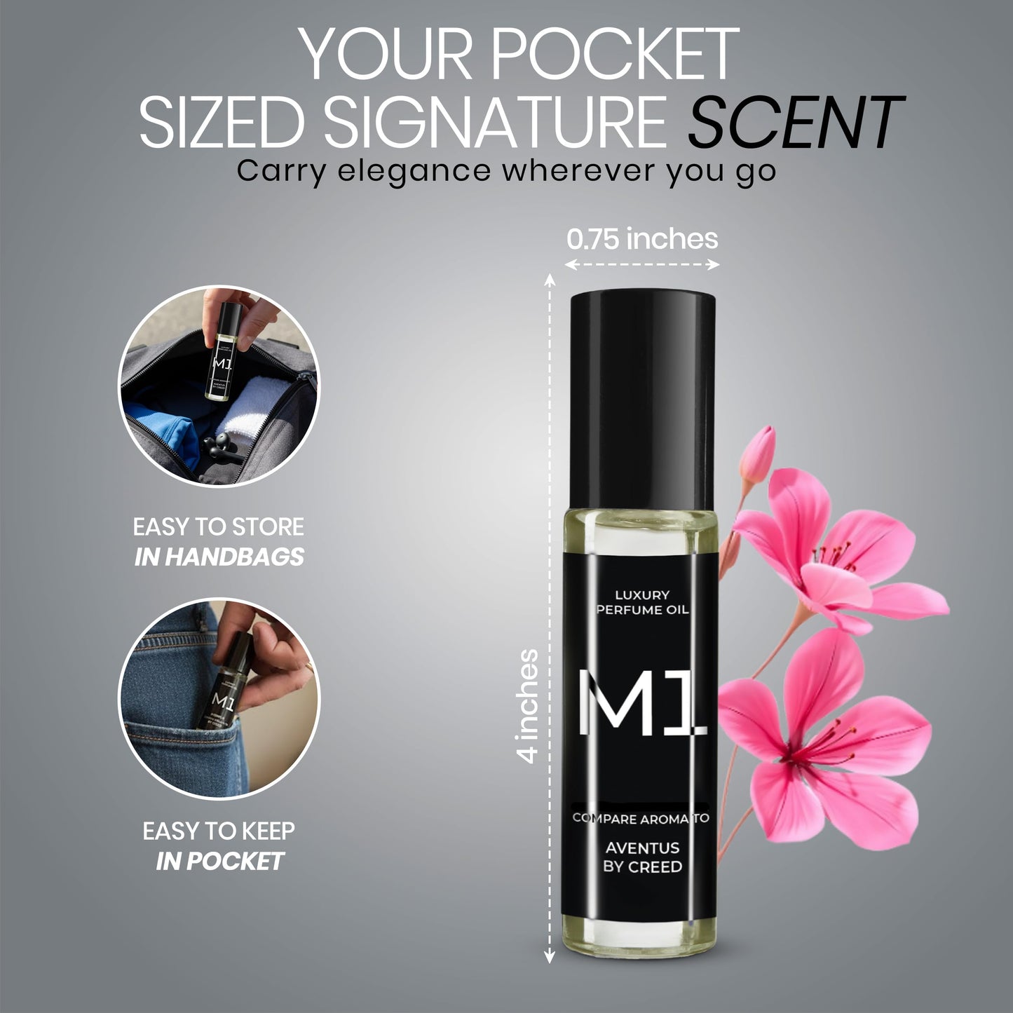 PICNTELL M Series Impression Perfume Oil Roll on - Travel Friendly Cologne for Men Formula Based on Iconic Designer & Luxury Scents, Long Lasting Beauty & Personal Care PICNTELL