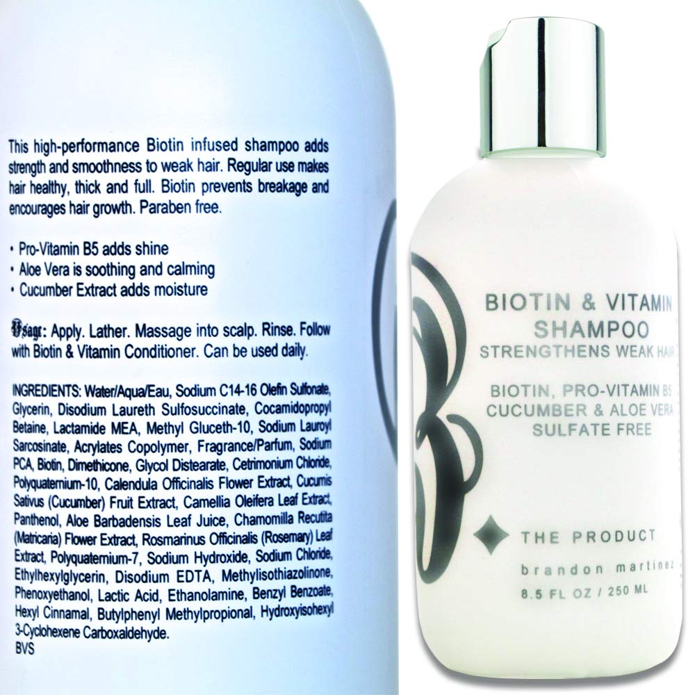 B THE PRODUCT High Potency Biotin Hair Growth Shampoo & Conditioner Set - Fortified with Vitamins E, A, C & B for Fastest Hair Growth (8.5oz.) Beauty & Personal Care B THE PRODUCT