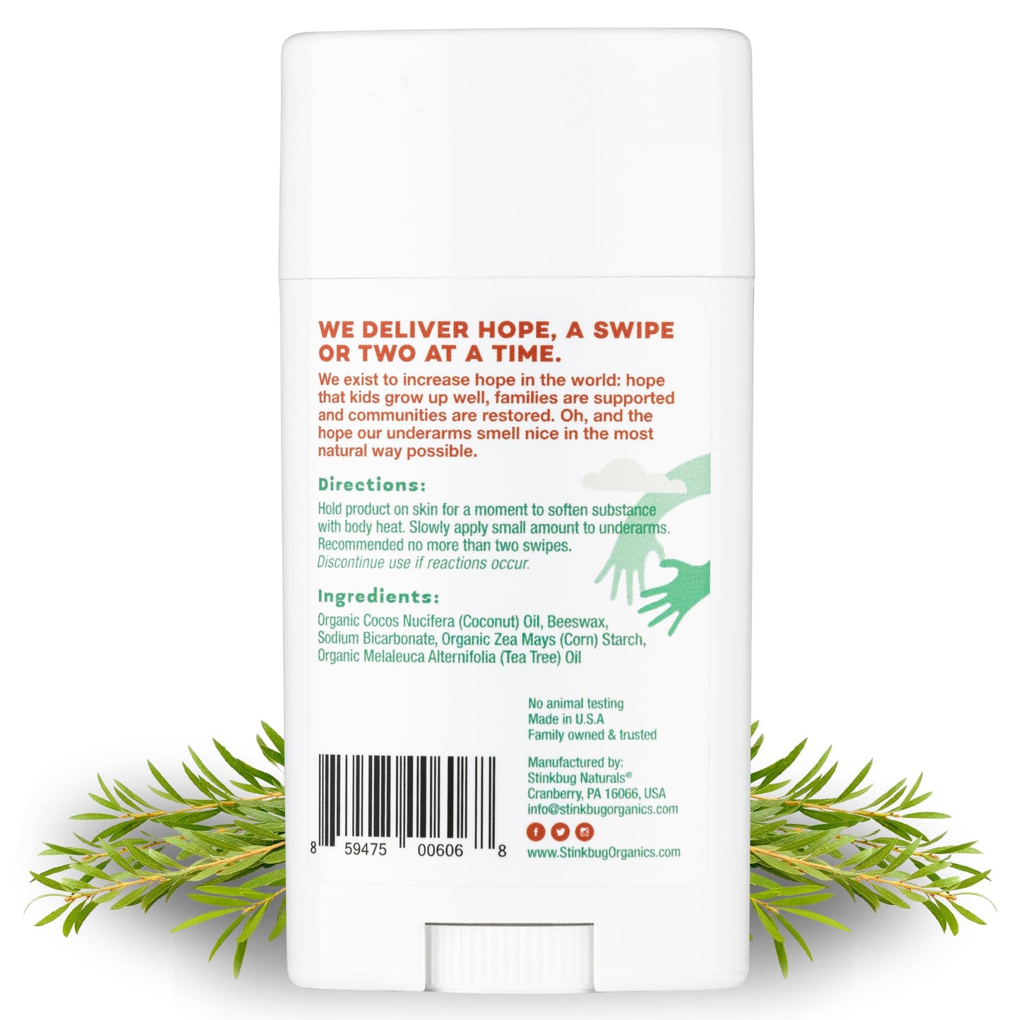 Stinkbug Naturals Organic Aluminum Free Deodorant Stick with Tea Tree, Coconut Oil and Essential Oils, Paraben Free, Sensitive Skin Deodorant, 2.1 Beauty and Personal Care Stinkbug