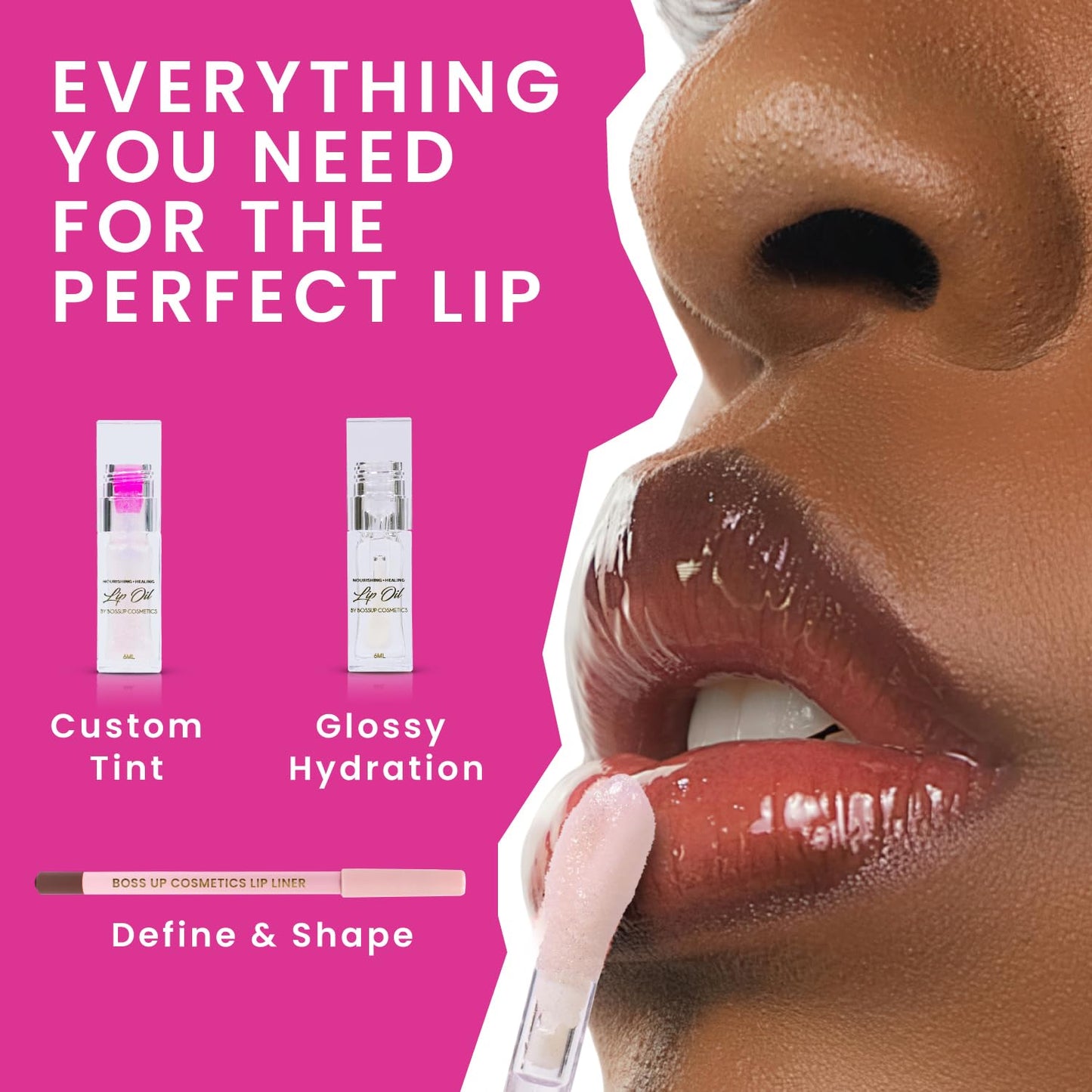 BossUp Cosmetics All-In-One Lip Kit | Light Tan Lip Liner and Lip Oil Set with Clear and Color Changing Lip Oils | Complete Lip Makeup Kit for Women Beauty & Personal Care BOSS UP Cosmetics