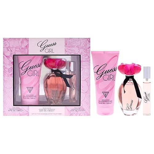 GUESS Girl Eau de Toilette 3 Piece Gift Set - Perfume Spray 3.4 Fl. Oz., Travel Spray 0.5 Fl. Oz., & Body Lotion 6.7 Fl. Oz Beauty & Personal Care GUESS