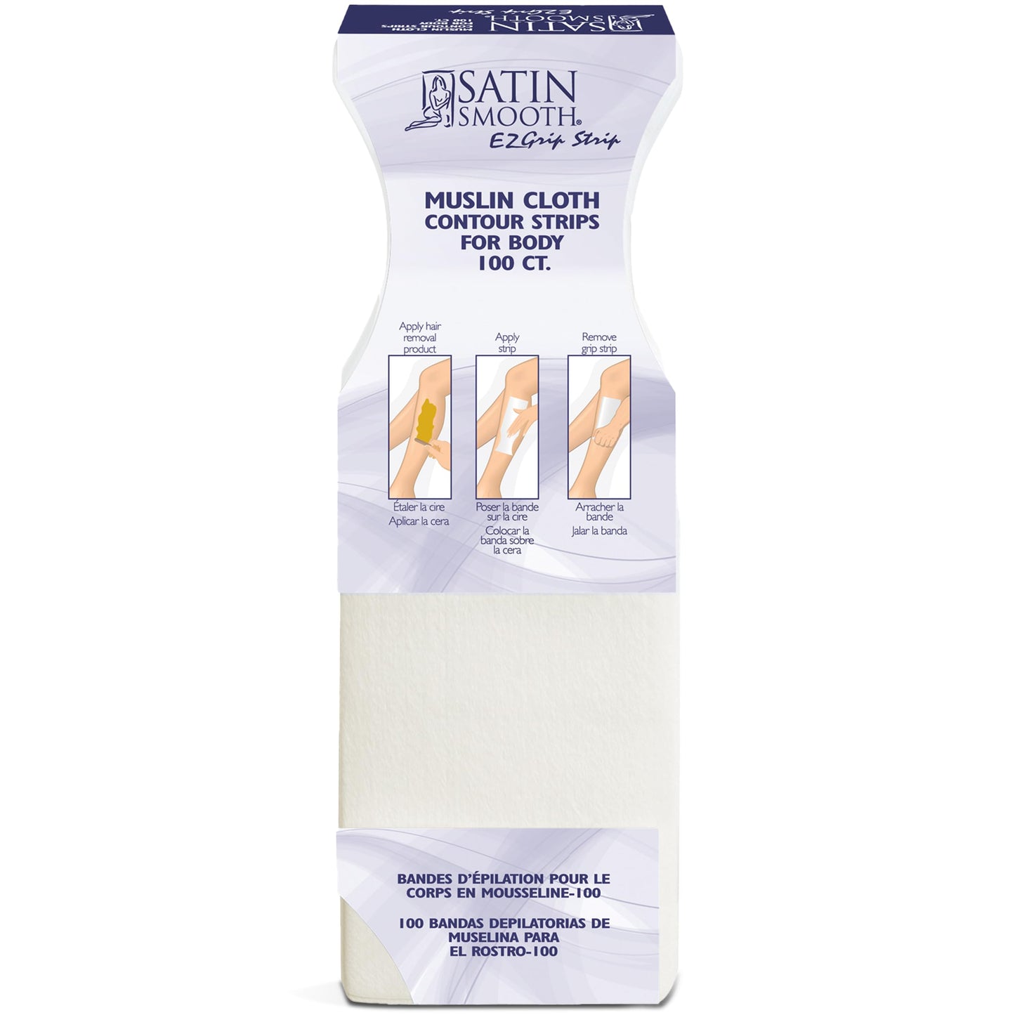 Satin Smooth EZ Grip Muslin Wax Strips - Professional Hair Removal Waxing Strips for Body & Face, 100 Count Beauty and Personal Care SATIN SMOOTH