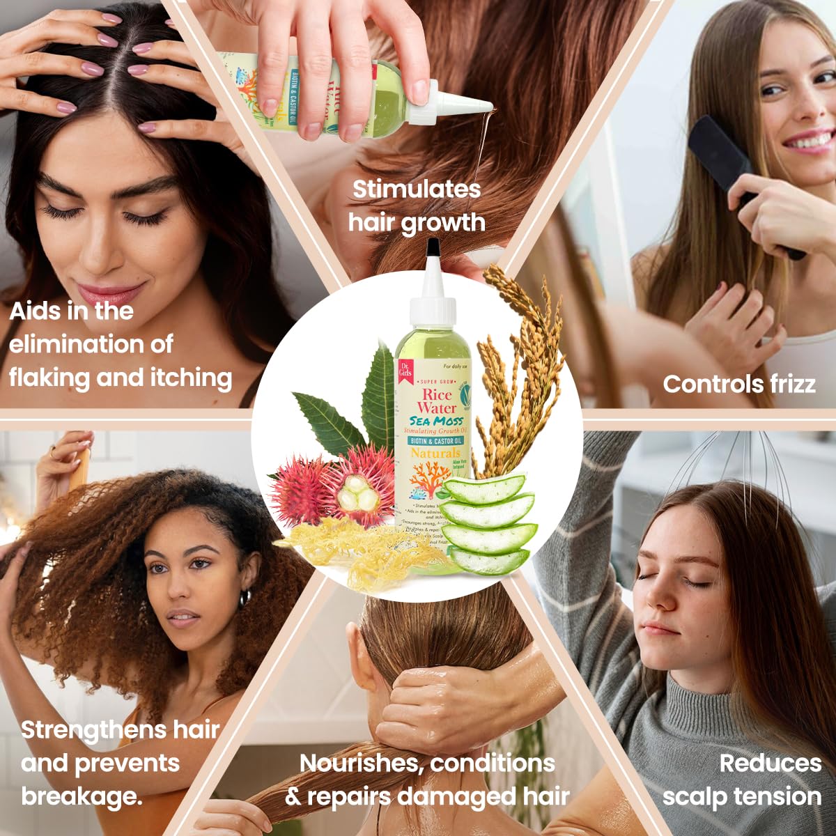 Dr.Girls Rice Water Thickening Growth Oil 6oz (Sea Moss) Beauty & Personal Care Dr.Girls
