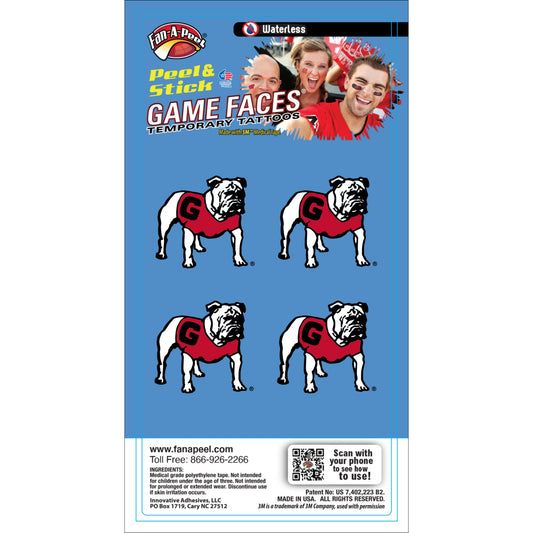 NCAA Georgia Bulldogs 4-Pack Temporary Waterless Uga Mascot Tattoos