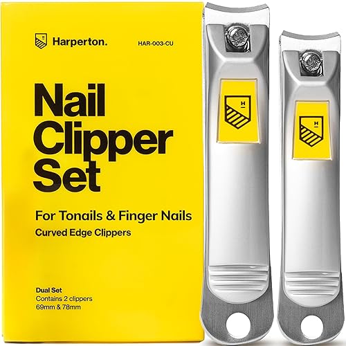 Ultra Sharp Nail Clippers Set - 2 Pack Stainless Steel Fingernail & Toenail Trimmers with Built-in Nail File for Women & Seniors (Silver) Beauty & Personal Care Harperton