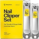 Ultra Sharp Nail Clippers Set - 2 Pack Stainless Steel Fingernail & Toenail Trimmers with Built-in Nail File for Women & Seniors (Silver) Beauty & Personal Care Harperton