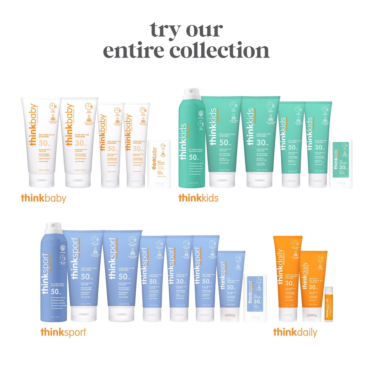 Thinksport SPF 50+ Sunscreen for Face with Clear Zinc Oxide, 2 Fl Oz - Safe, Natural, Water Resistant Face Sunscreen UVA/UVB Sun Protection - Vegan Beauty & Personal Care THINK