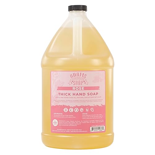 Adams Handmade Soap Thick Organic Castile Liquid Hand Soap 1 Gallon Refill - Rose Beauty & Personal Care Adams Handmade Soap