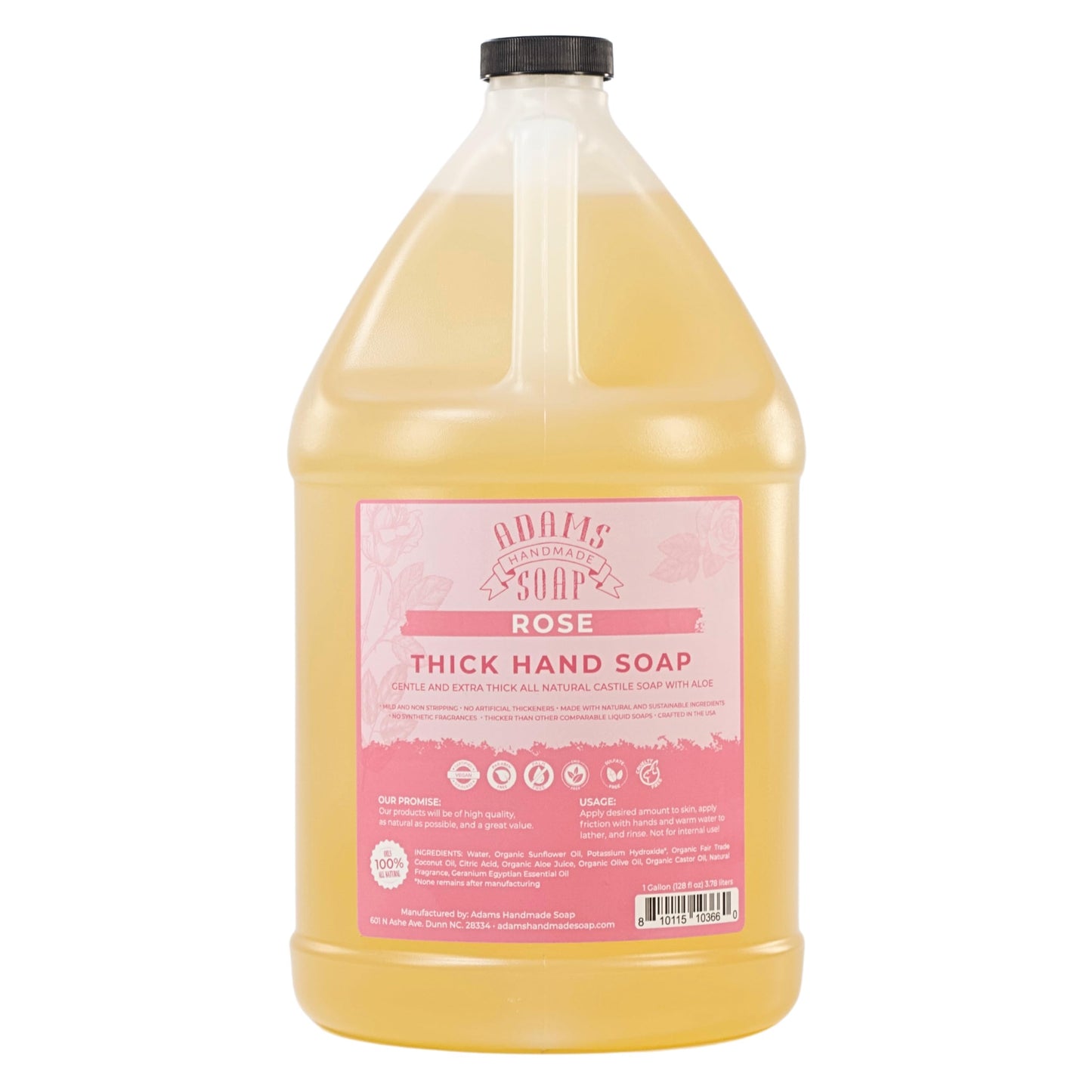 Adams Handmade Soap Thick Organic Castile Liquid Hand Soap 1 Gallon Refill - Rose Beauty & Personal Care Adams Handmade Soap