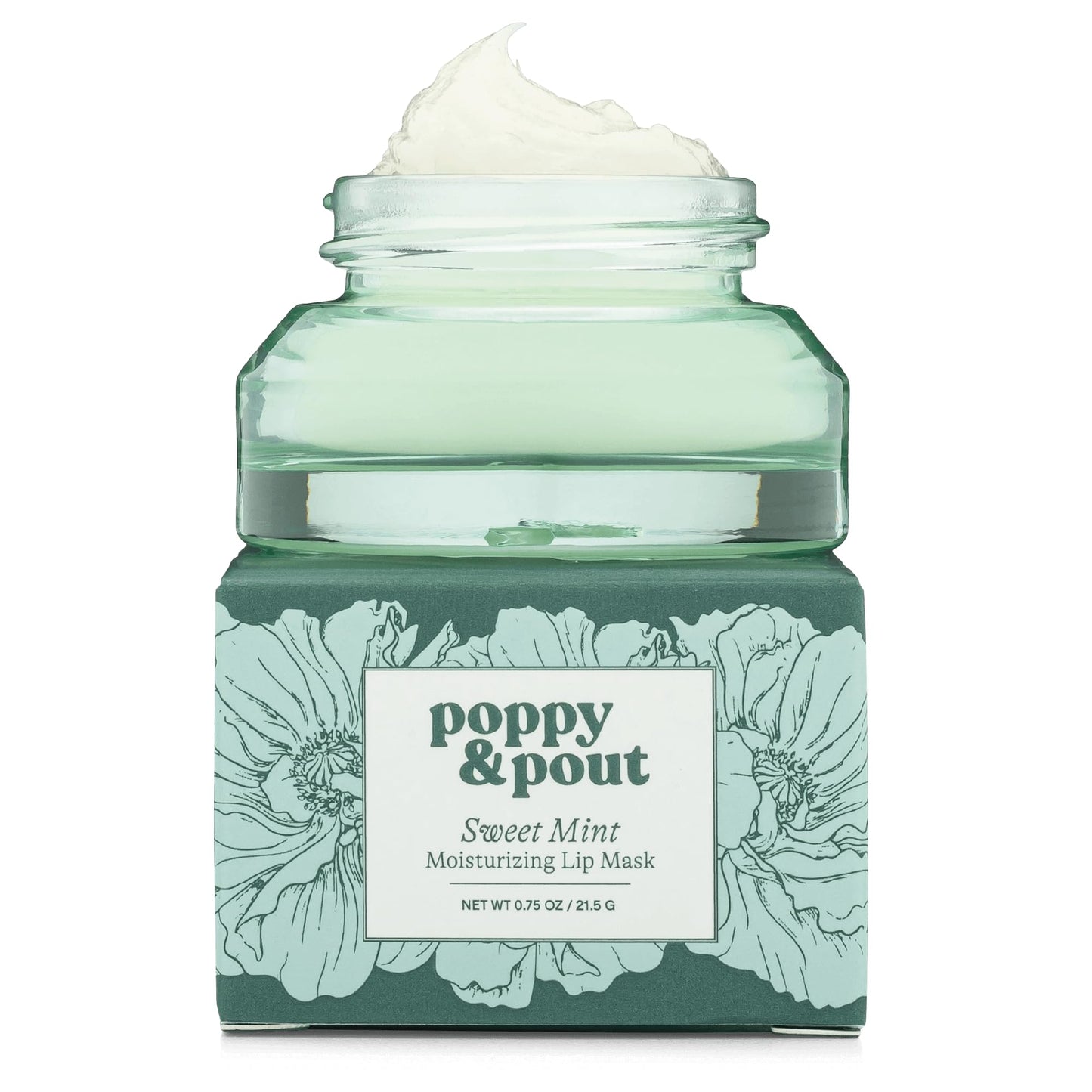 Poppy & Pout Sweet Mint Overnight Lip Mask - Refreshing Lip Treatment with Shea Butter & Beeswax - Cruelty Free, Recyclable Glass Jar (0.65 oz) Beauty and Personal Care Poppy & Pout