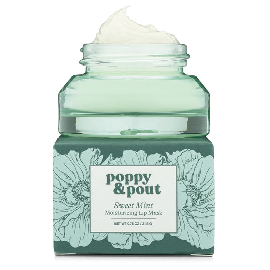 Poppy & Pout Sweet Mint Overnight Lip Mask - Refreshing Lip Treatment with Shea Butter & Beeswax - Cruelty Free, Recyclable Glass Jar (0.65 oz) Beauty and Personal Care Poppy & Pout