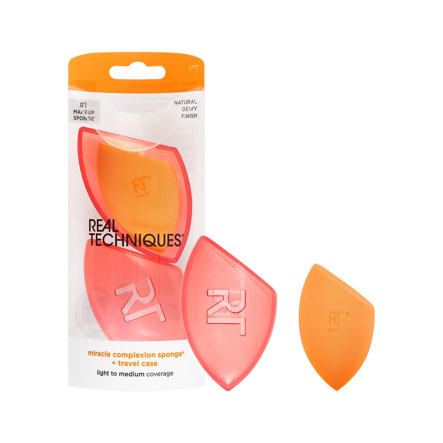 Real Techniques Miracle Complexion Sponge + Travel Case, Makeup Blending Sponge, For Foundation, Sponge Case for Travel, Light To Medium Coverage Beauty & Personal Care Real Techniques